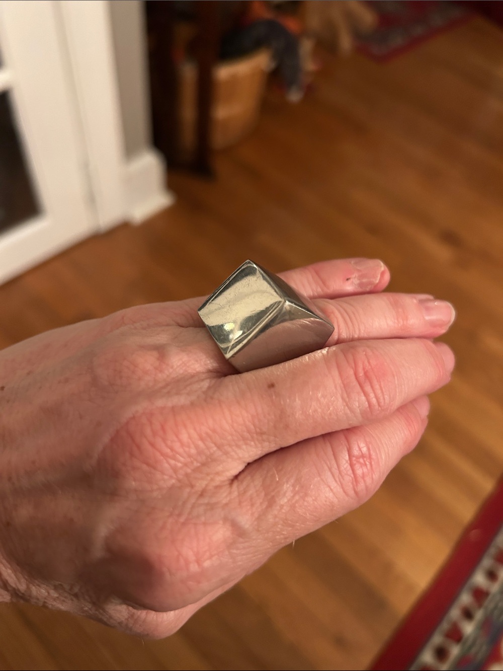 Minimalist sz 6 modern geometric Silver Square Ring